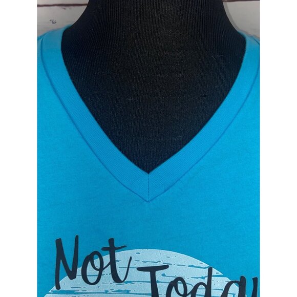 Bella Canvas Teal Blue V Neck Not Today Heifer Short Sleeve Fitted Medium Tee‎ - Picture 7 of 8